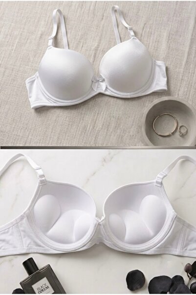 Lavint Homewear Beyaz Ultra Push-Up Premium Destekli Micro Balenli Slikonlu S...