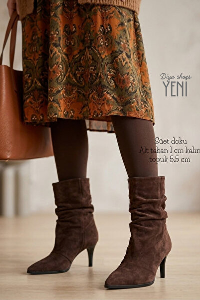 diya shoes Jolie Kadın çizme Fermuarsız large model Şık ökçe ve kalın alt tab...