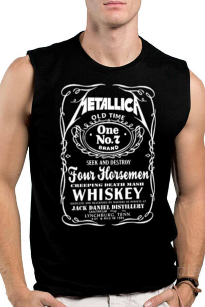 ROCKANDROLL Metallica Jack Logo Black Cut Sleeve |   Sleeveless Men's T-Shirt
