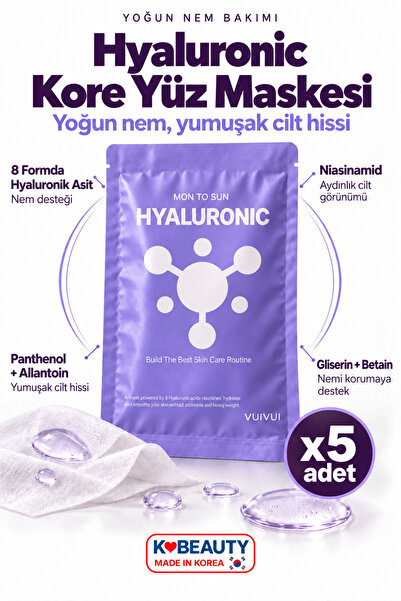 byeolee 5 Pieces Intensely Moisturizing Korean Face Mask with Hyaluronic Cont...