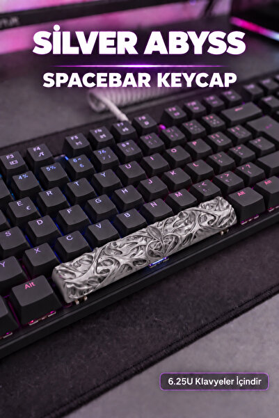 Makerpax Silver ABYSS 6.25U Spacebar Keycap - Cherry MX Uyumlu Mekanik Klavye Boşluk Tuşu