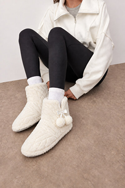 rs riva shoes Riva Shoes Women's Plush Home Boots with Pompom Bow and Soft Li...
