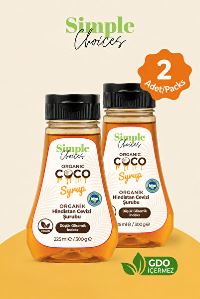 Simple Choices Organik Hindistan Cevizi Şurubu 225 ml - 2li - Vegan - Düşük G...