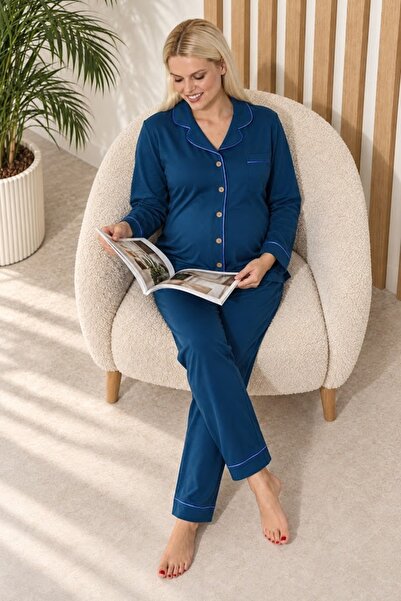 LadyMina Pijama Pregnancy and postpartum blue lounge double pajama set