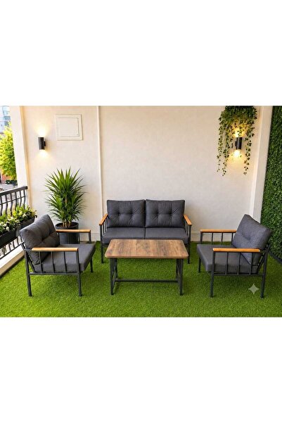 beyza nur tekstil Bahçe Balkon Takımı 2+1+1 Sehpalı