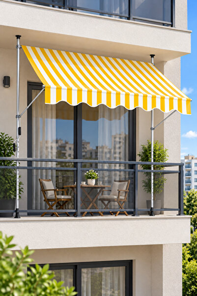 Evinizin Atölyesi Teleskopik Tente Sarı-Beyaz 250x130 cm.