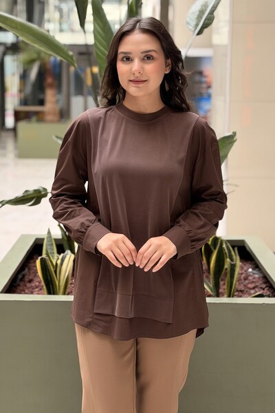 Mahal Crochet Knitwear Fabric Mix Gathered Tunic