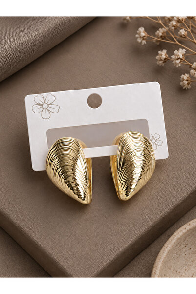 serelya 316L Steel Gold Color Mussel Model Women's Earrings