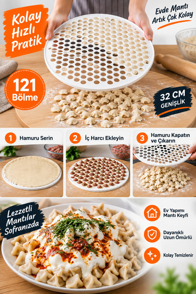tafce 121 Compartment Ravioli Mold 32 cm Practical Ravioli Cutting and Forming Apparatus Homemade Ravioli Dough Mold