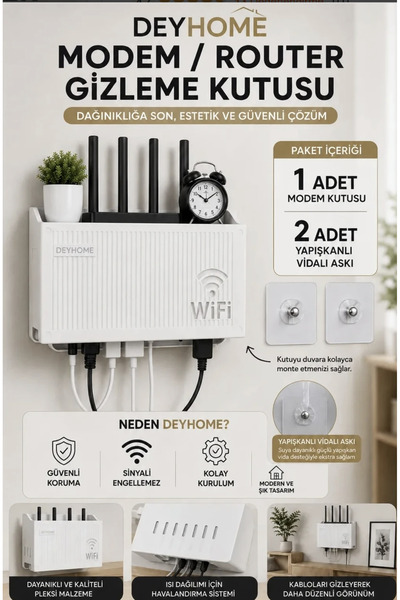 DEYHOME Modem Concealment Box and Cable Organizer |   Wi-Fi Router Storage Co...