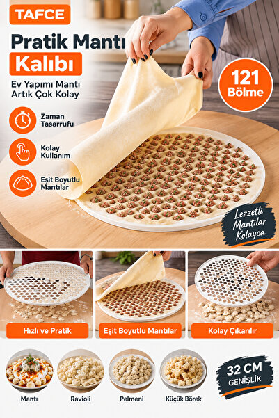 tafce 121 Bölmeli Mantı Kalıbı 32 cm Pratik Mantı Kesme Şekillendirme Aparatı...