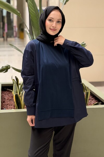 Mahal Crochet Knitwear Fabric Mix Gathered Tunic