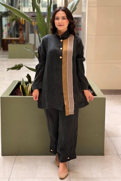 Ghisa Colorblock Stripe Detailed Tunic Trouser Set