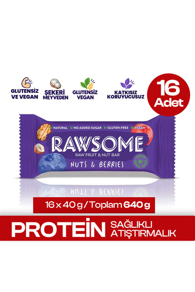 Rawsome Orman Meyveli Glutensiz Ve Vegan Kuruyemiş Barı 40g X 16 Adet