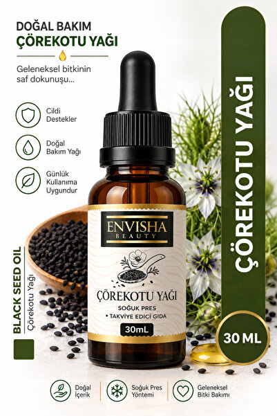 Envisha Beauty %100 Saf Ve Doğal Çörek Otu Yağı 30 ML Soğuk Pres