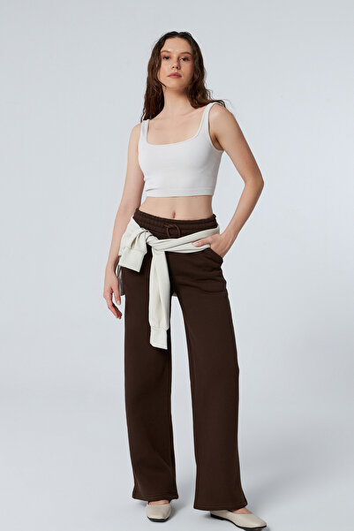 veres Sorane Brown Winter Sweatpants με Fleece εσωτερικά