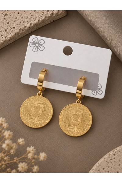 serelya 316L Steel Gold Color Processing Detail Women's Earrings
