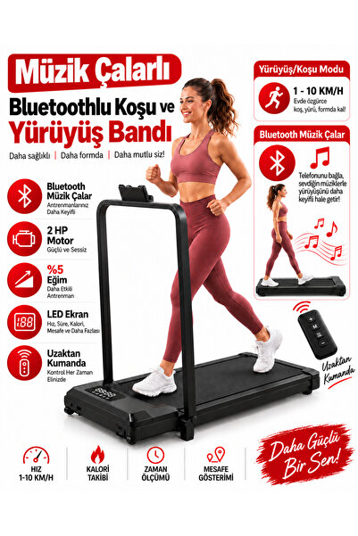 EN SİGA Bluetoothlu Koşu ve Yürüyüş Bandı Yeni Nesil 2 HP Motor %5 Eğim 8/10 ...