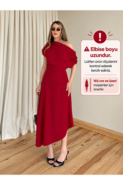 NAVO STUDIO Γυναικείο μίντι φόρεμα με έναν ώμο και ντραπέ σχέδιο