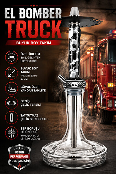 perfectmegastore El Bomber Truck Nargile Takımı 50 cm Büyük Boy 304L Paslanma...