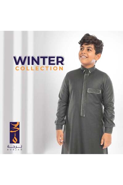 burjah Andalusian Winter Robe (Dark Lead Grey)