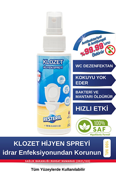 Resteril Klozet Kapağı Temizleyici 100ml Çanta Boy Hızlı Etkili Dezenfektan S...