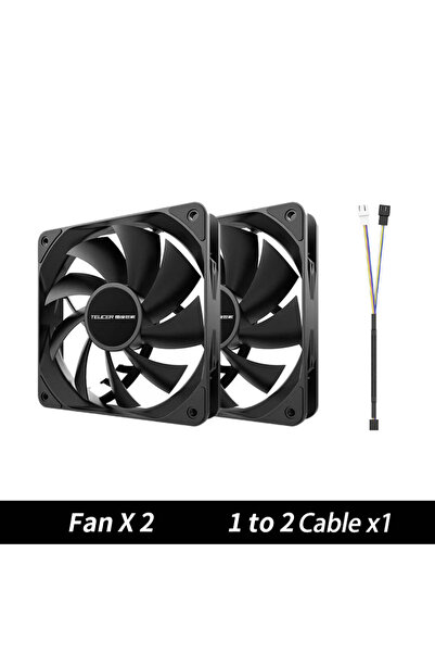 Choice1 NO RGB AS Show 2PCS Fan Black TEUCER B12025 120mm PC Case Fan 4PIN PW...