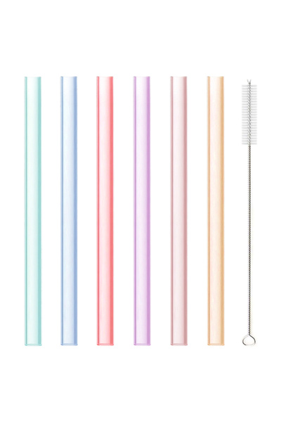 Choice Large 6 PCS Transparent Silicone Straws Reusable Food Grade Bendable S...