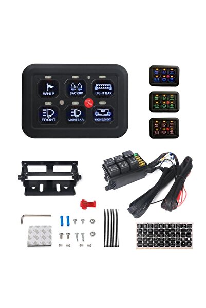 Choice1 KG-6L 12V LED 6 Gang Switch Panel 600W-1200W Circuit Control Relay Sy...