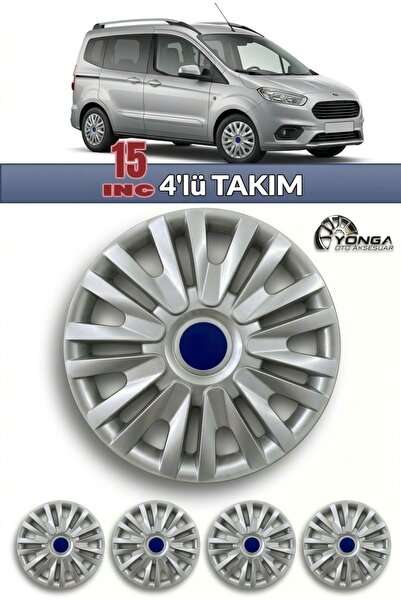 YONGA OTO AKSESUAR FORD COURİER 15 İnç Jant Kapağı 4'lü Set Gümüş + 4 Amblem ...