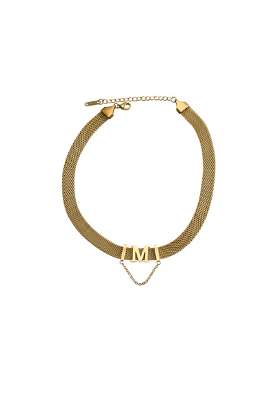 Choice N940 DIEYURO 316L Stainless Steel New M Letter Short Necklace Female F...