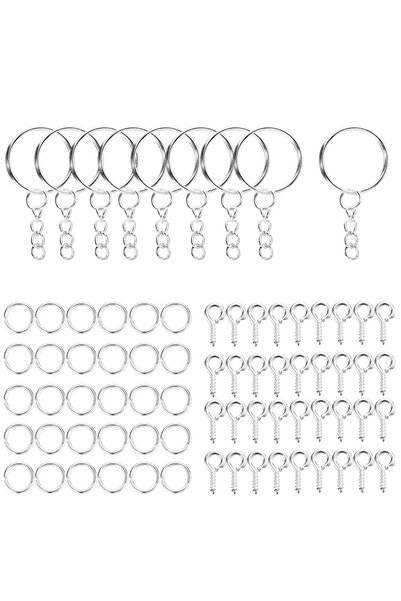 Choice 110pcs Style1 Silver 110/220pcs/Set Keychain Open Jump Rings Eye Pins ...