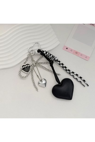 Choice black INS Bag Key Chain Korean Style Bow Phone Pendant Chain Heart Cha...