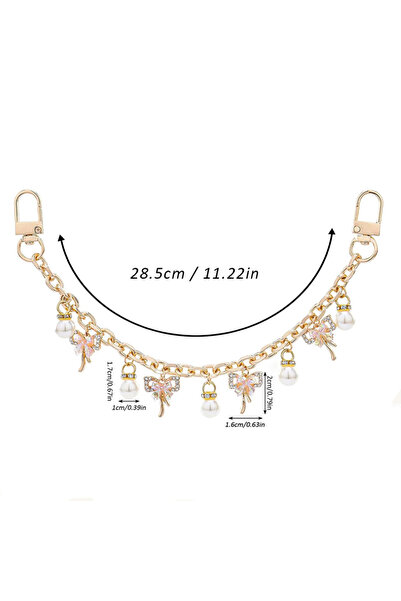 Choice pink Pink Butterfly Purse Chain Charm Gold Chain Bag Keychains Luxury ...