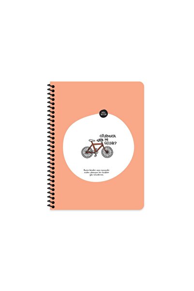 Hisli Şeyler Çizgili Spiralli Stickerli Defter Oturmaya Mı Geldik? 16,5x22,5