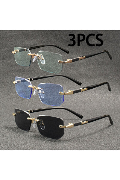 Choice6 Other 3PCSC1 1/3 PCS Rimless Sunglasses Rectangle Fashion Popular Wom...