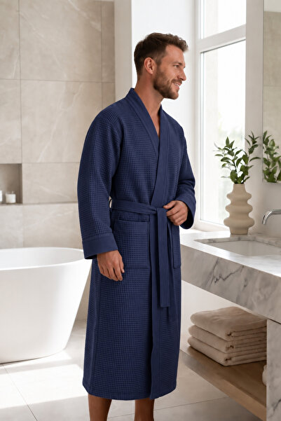 Ellia Soft %100 Pamuklu Yumuşak Pike Kimono Kutulu Erkek Bornoz