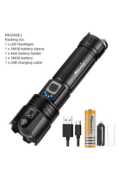 Choice black H38-18650 30W Zoom XHP70 LED Most Powerful Flashlight USB Rechar...