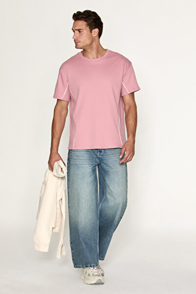 GRIMELANGE Studio men's organic cotton short sleeve pink t-shirt