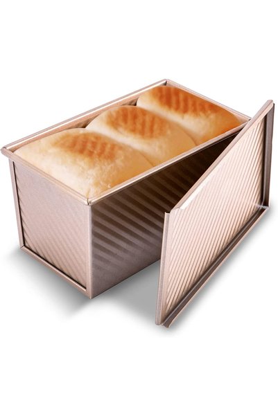 Choice Gold LMETJMA Pullman Loaf Pan with Lid 1 lb Non-Stick Bread Pan Carbon...