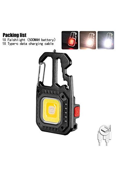 XIWANGFIRE 1PCS Black Mini Multifunctional Keychain LED Flashlight USB Rechar...