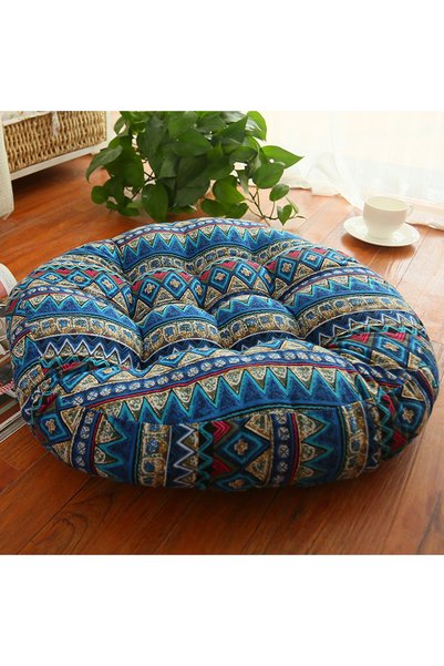 Choice وسادة دائرية سميكة مقاس 45 × 45 سم 01 من القطن والكتان وسجادة نافذة خل...