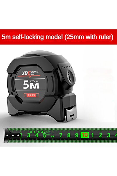Choice7 5MX25MM Self locking Steel Tape measure black Fluorescent tape 5M Hig...