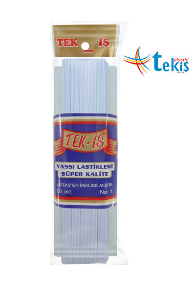 Tek-İş Lastik Paça Lastiği 6 mm No:1 Yassı Lastik 10 mt Beyaz Std