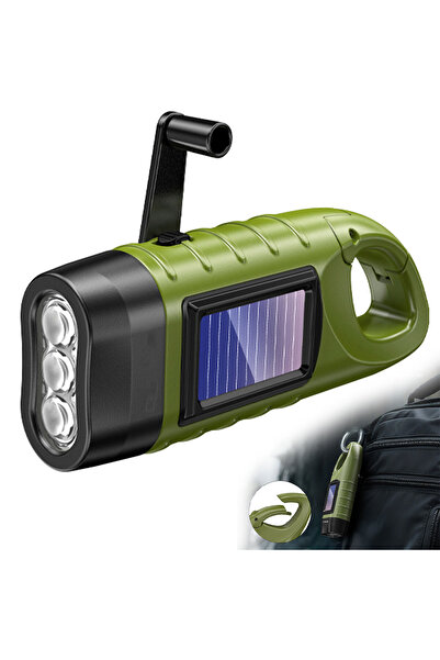 Heinast Fixed focus 1pc New upgrade 3LED Portable Outdoor Hand Crank Solar Po...