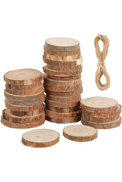 Choice 30Pcs Natural Wood 30/90Pcs DIY Natural Wood Discs Unfinished Round Wo...