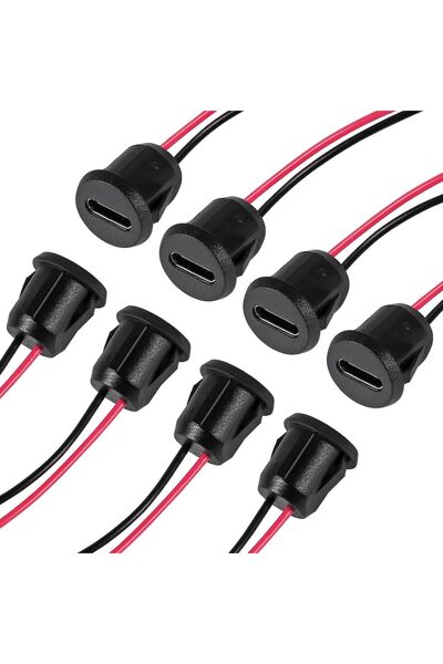 Choice 8 قطع سوداء A، 8 قطع، 10 سم، 24AWG، موصل USB من النوع C أنثى، منفذ شحن...