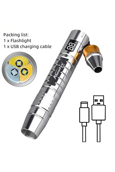 Choice USB Charging SV105-Silver 3-in-1 White Yellow UV 365nm LED LCD Flashli...