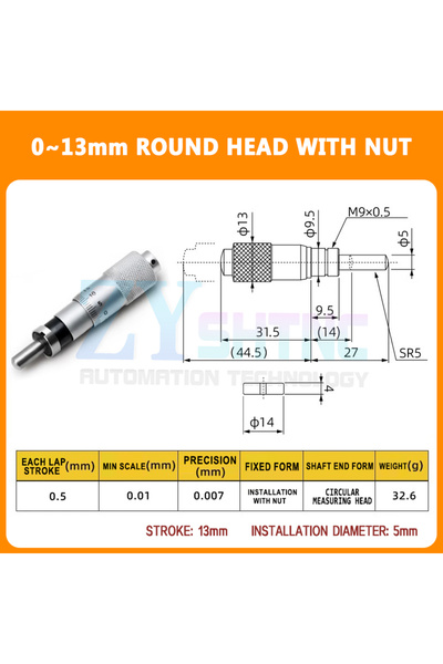Choice7 MT13-4 Round Micrometer differential head 0-6.5mm micrometer head 0-1...