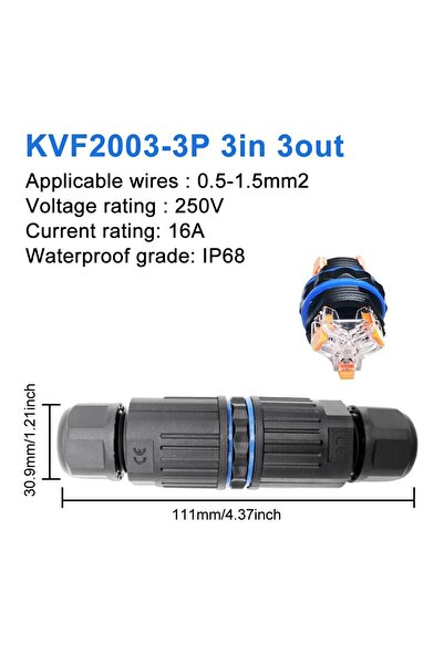 Choice4 2003-3p IP68 Waterproof Cable Connector Quick Connection KVSF-15 2 in...